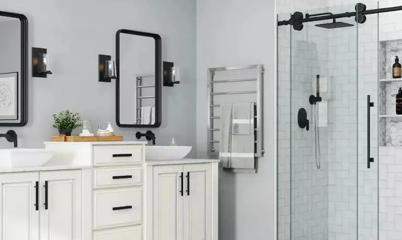 modern bathroom featuring a glass shower door - Parahomes Inc.