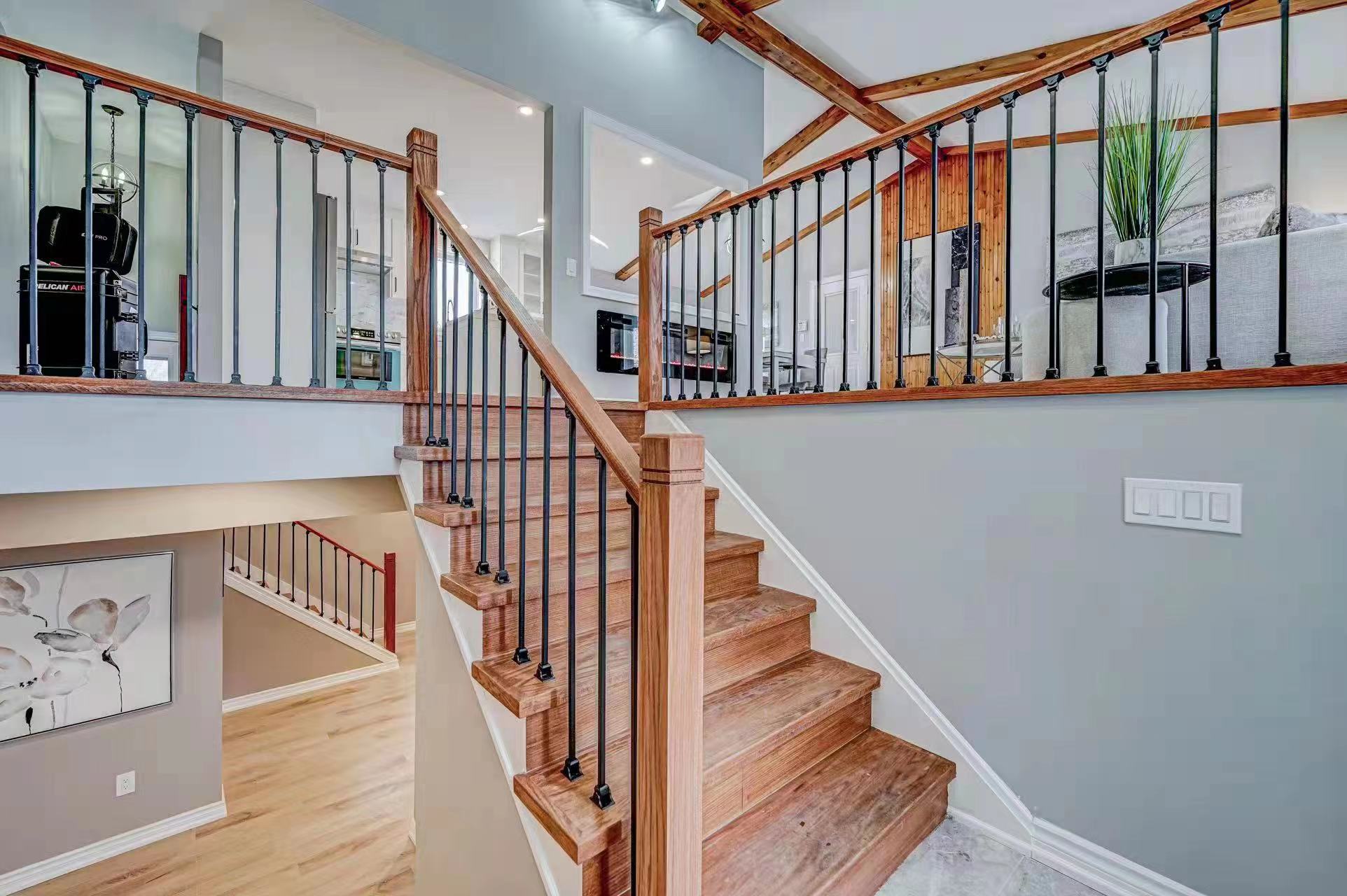 polished floors and stylish railing - Parahomes Inc.
